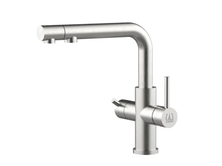 VIZIO 3 Wege Wasserhahn Küchenarmatur Edelstahl Massiv mit 360° Schwenkbarem Auslauf und Abnehmbare 2 Strahl Handbrause PVD Schwarz Matt Orange Einhebelmischer