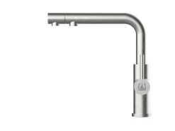 VIZIO 3 Wege Wasserhahn Küchenarmatur Edelstahl Massiv mit 360° Schwenkbarem Auslauf und Abnehmbare 2 Strahl Handbrause PVD Schwarz Matt Orange Einhebelmischer