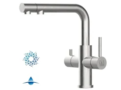 VIZIO 3 Wege Wasserhahn Küchenarmatur Edelstahl Massiv mit 360° Schwenkbarem Auslauf und Abnehmbare 2 Strahl Handbrause PVD Schwarz Matt Orange Einhebelmischer