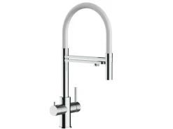 Zubehör Für Küchenarmatur|Ersatzteile Küchenarmatur<VIZIO 5 Wege Wasserhahn Küchenarmatur Edelstahl Massiv mit 360° Schwenkbarem Auslauf Abnehmbare 2 Strahl Handbrause Hochglanz   Weiß