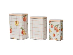 Clearance Vorratsdose 3-er Set Pfirsich-Motiv Bunt Vorratsbehälter