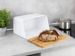 New Brotkasten mit Bambusbrett Weiß Vorratsdosen|Schneidebretter