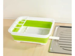 Discount Geschirrabtropfer faltbar Weiß-Grün Abtropfgestelle