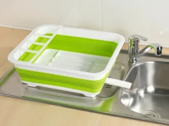 Discount Geschirrabtropfer faltbar Weiß-Grün Abtropfgestelle