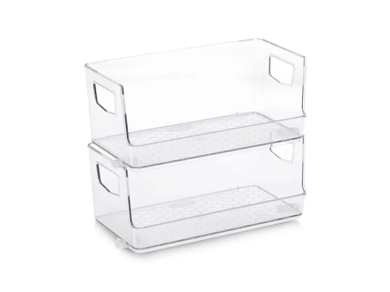 Clearance Aufbewahrungsboxen-Set Kunststoff 2-teilig Transparent Küchen-Ordnungssysteme