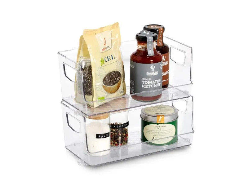 Clearance Aufbewahrungsboxen-Set Kunststoff 2-teilig Transparent Küchen-Ordnungssysteme