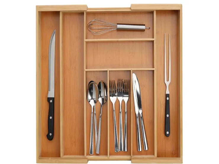 Sale Zeller Besteckkasten Ausziehbar Bambus/HDF 6,5 cm x 35 cm x 43 cm Natur
