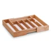 Outlet Besteckkasten Ausziehbar Gummibaum/Melamin 60 cm x 37,5 cm x 32 cm Natur Küchen-Ordnungssysteme|Besteckkästen