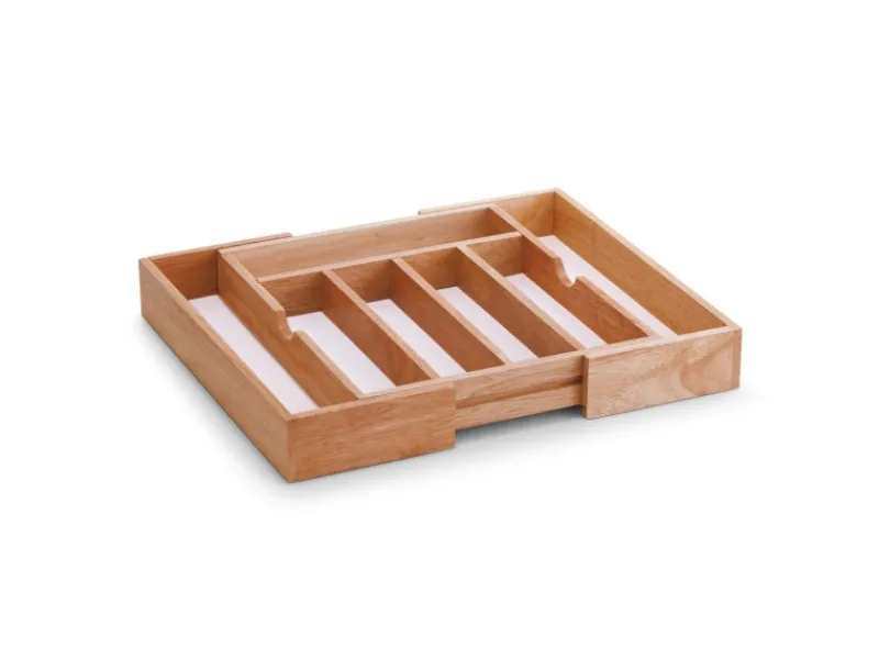 Outlet Besteckkasten Ausziehbar Gummibaum/Melamin 60 cm x 37,5 cm x 32 cm Natur Küchen-Ordnungssysteme|Besteckkästen