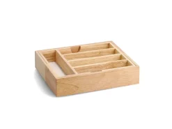 Outlet Besteckkasten Ausziehbar Gummibaum/Melamin 60 cm x 37,5 cm x 32 cm Natur Küchen-Ordnungssysteme|Besteckkästen