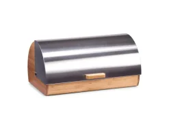 Zeller Küchenhelfer<Brotkasten Bambus/Edelstahl 18,5 cm x 25 cm x 38,5 cm Silber