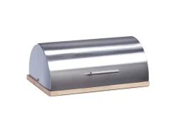 Clearance Zeller Brotkasten Edelstahl/Gummibaum 16 cm x 28 cm x 39 cm Silber