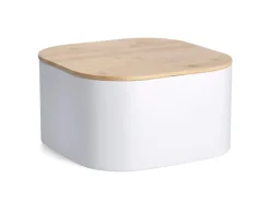 Discount Brotkasten Metall mit Bambusdeckel 14,5 cm x 26,5 cm x 26,5 cm Küchenhelfer