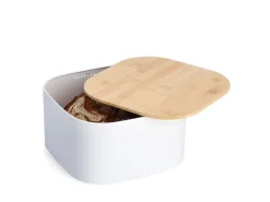 Discount Brotkasten Metall mit Bambusdeckel 14,5 cm x 26,5 cm x 26,5 cm Küchenhelfer