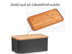 Clearance Zeller Brotkasten mit Bambusdeckel 30,5 cm x 18 cm x 12,5 cm Matt Schwarz