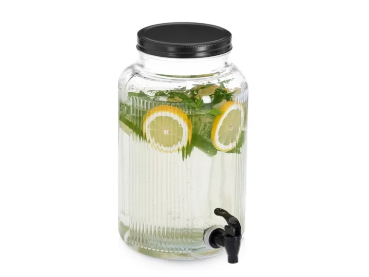 Clearance Zeller Getränkespender Glas/Metall 3,9 l Transparent-Schwarz