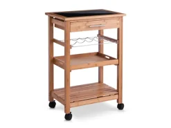 Hot Küchenrollwagen Bambus mit Glas-Top 58 cm x 40 cm x 85 cm Natur Servierwagen|Schneidebretter
