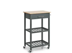Outlet Küchenrollwagen MDF/Bambus 93 cm x 40 cm x 58 cm Anthrazit Servierwagen