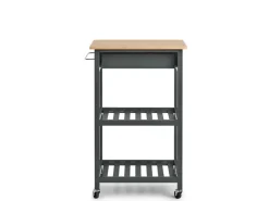 Outlet Küchenrollwagen MDF/Bambus 93 cm x 40 cm x 58 cm Anthrazit Servierwagen