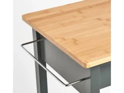 Outlet Küchenrollwagen MDF/Bambus 93 cm x 40 cm x 58 cm Anthrazit Servierwagen