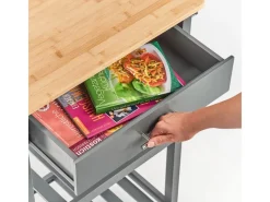 Outlet Küchenrollwagen MDF/Bambus 93 cm x 40 cm x 58 cm Anthrazit Servierwagen