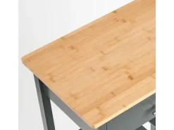 Outlet Küchenrollwagen MDF/Bambus 93 cm x 40 cm x 58 cm Anthrazit Servierwagen