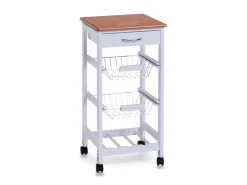 New Zeller Küchenrollwagen MDF mit Bambusdekor-Top 37 cm x 37 cm x 76,5 cm Weiß