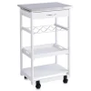 Zeller Servierwagen<Küchenrollwagen mit Edelstahltop 82 cm x 37 cm x 47 cm Weiß