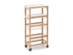 Online Zeller Nischen-Rollwagen Bambus/MDF/Metall 82,5 cm x 22 cm x 40 cm Weiß-Natur