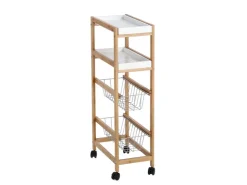 Online Zeller Nischen-Rollwagen Bambus/MDF/Metall 82,5 cm x 22 cm x 40 cm Weiß-Natur