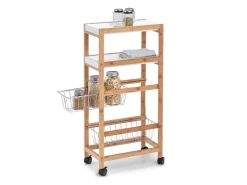 Online Zeller Nischen-Rollwagen Bambus/MDF/Metall 82,5 cm x 22 cm x 40 cm Weiß-Natur