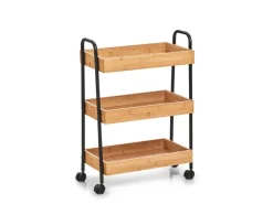 Discount Zeller Rollwagen Bambus/Metall 70,5 cm x 28 cm x 49,5 cm Schwarz
