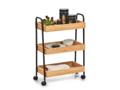 Discount Zeller Rollwagen Bambus/Metall 70,5 cm x 28 cm x 49,5 cm Schwarz