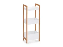 Zeller Küchenregale<Standregal mit 3 Ablagefächern Bambus/MDF 74 cm x 22 cm x 28 cm Weiß