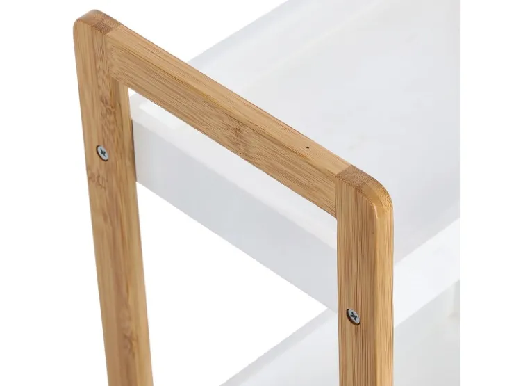 Zeller Küchenregale<Standregal mit 3 Ablagefächern Bambus/MDF 74 cm x 22 cm x 28 cm Weiß