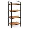 Zeller Küchenregale<Standregal mit 4 Ablagen Bambus/Metall 95 cm x 33 cm x 39 cm Schwarz
