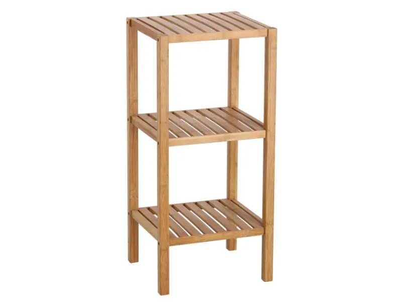 Outlet Standregal mit 3 Ablagen 37 cm x 33 cm x 80 cm Bambus Küchenregale|Vorratsdosen