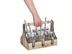 Outlet Trinkgläser-Set Glas/Metall/Holz 7-teilig Küchenhelfer