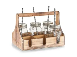 Outlet Trinkgläser-Set Glas/Metall/Holz 7-teilig Küchenhelfer