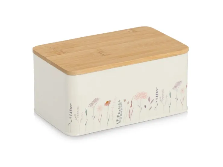 Zeller Vorratsdosen|Vorratsbehälter<Vorratsdose Flowers mit Bambusdeckel 1,65 l Weiß