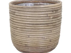 A.H.G. Töpfe<Rattantopf Rund Natur-Grau mit Polybeutel 24 cm x 21 cm