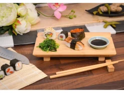 2er Set Japanisches Sushi Brett 27 x 16 x 4 cm mit Schälchen Küchenhelfer