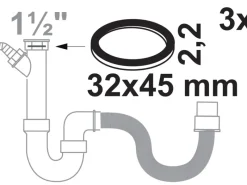 Best Flachdichtung Silikon für Siphon 38 mm (1 1/2") Schwarz 3 Stück Ersatzteile Küchenarmatur|Zubehör Für Küchenarmatur