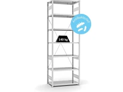 Best PROREGAL Antibakterielles Fachbodenregal Stecksystem T-Profil HxBxT 300 x 100 x 50 cm 7 Ebenen Traglast 140 kg Antibakterielle Beschichtung Weiß