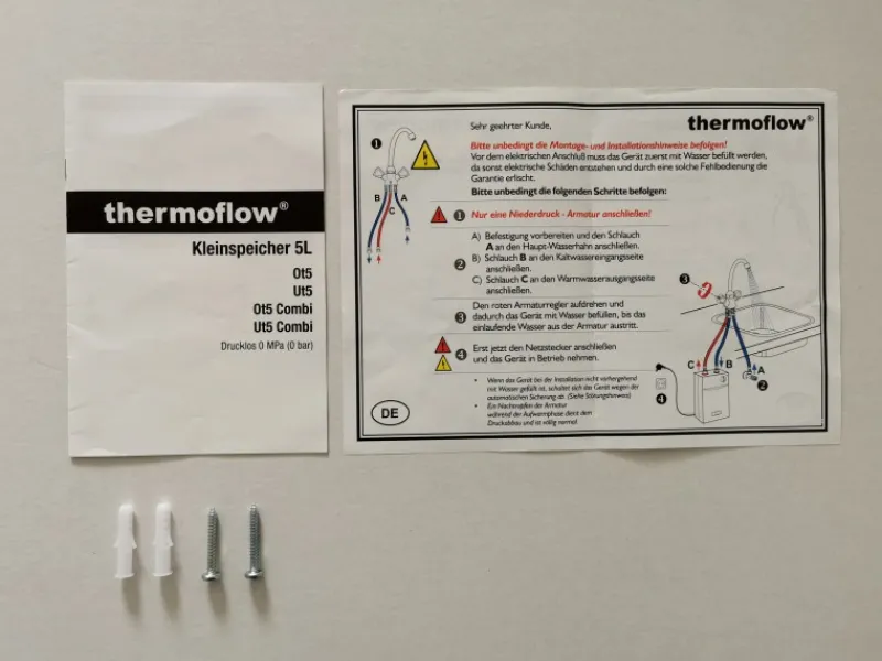 Untertischspeicher UT5SETOVALIS mit Niederdruckarmatur 5 Liter Warmwasserspeicher