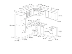 Winkelküchen<Vicco R-Line Eckküche Anthrazit Landhaus/Goldkraft Eiche 237 x 60 cm ohne Arbeitsplatte ohne E-Geräte Anthrazit Struktur