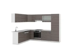 Winkelküchen<Vicco R-Line Eckküche /Weiß 227 x 287 cm ohne Arbeitsplatte ohne E-Geräte Edelgrau